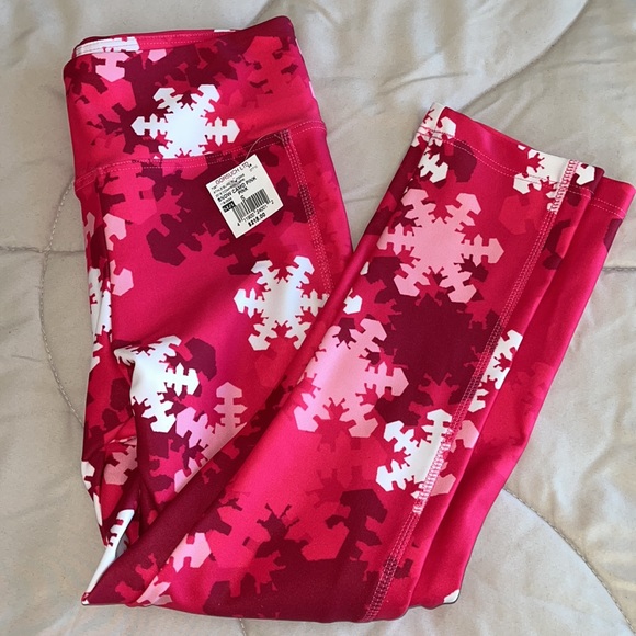 Snow Angel Australia Snowflake ❄️ Compression Capris Pink Red White - Picture 5 of 6